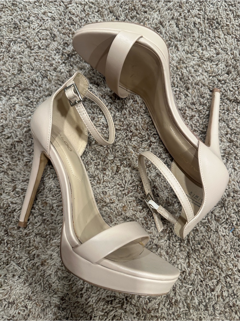 ALDO Blush Nude Ankle-Strap Stiletto Sandals 7.5